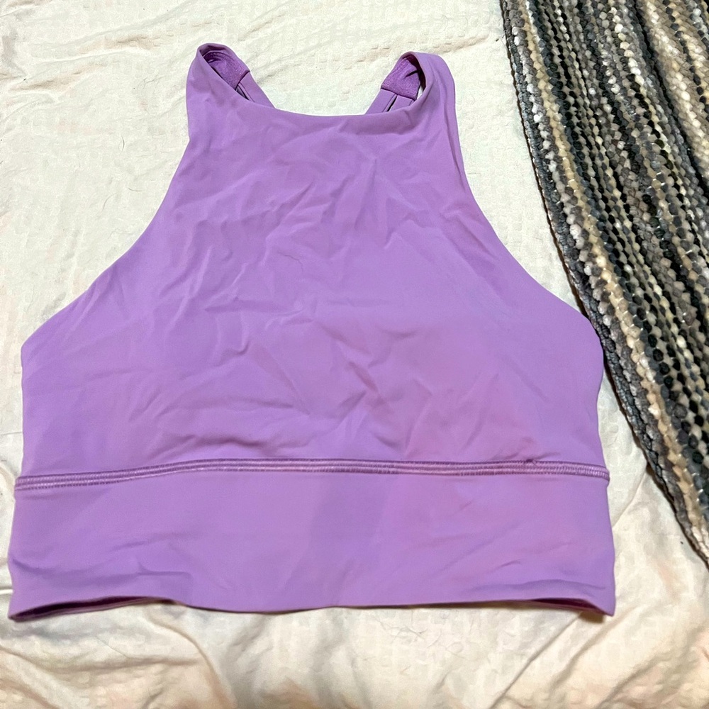 Lululemon high neck sports bra, size 4, lavender, gently used